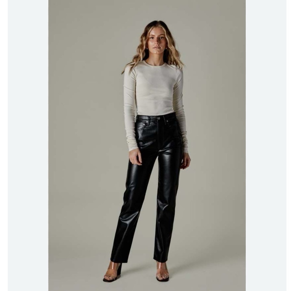 Agolde Women’s Recycled Leather Fitted 90's in Detox Black